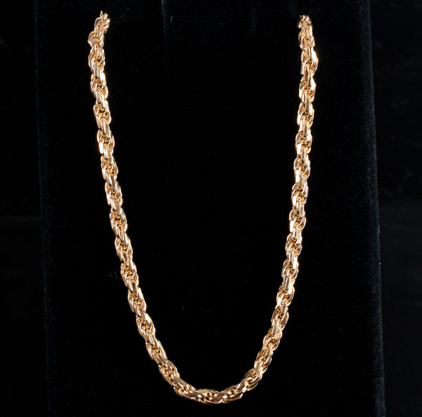 14k Yellow Gold Italian Solid Rope Style Chain Necklace 19.18g 24" 2.65mm Width