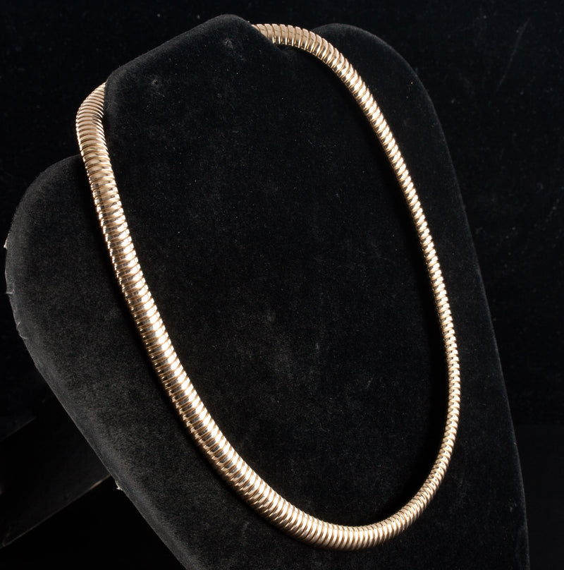 14k Yellow Gold Unique Large Elastic Style Chain Necklace 34.1g 18" Length