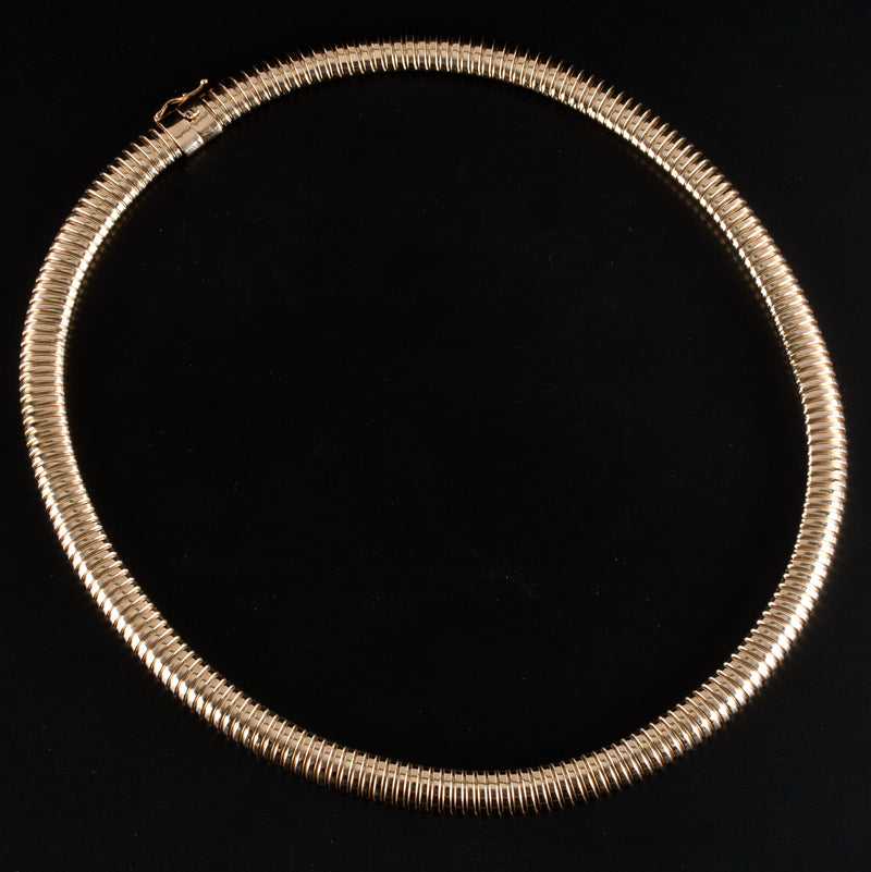 14k Yellow Gold Unique Large Elastic Style Chain Necklace 34.1g 18" Length