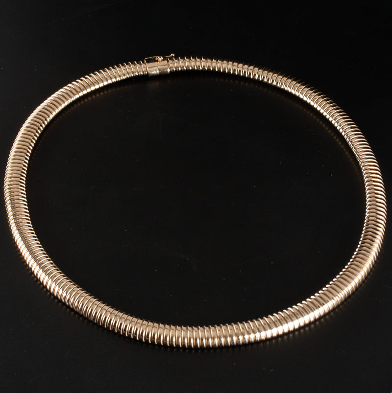 14k Yellow Gold Unique Large Elastic Style Chain Necklace 34.1g 18" Length