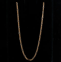 18k Yellow Gold Italian Figaro Style Chain Necklace 3.47g 18" Length