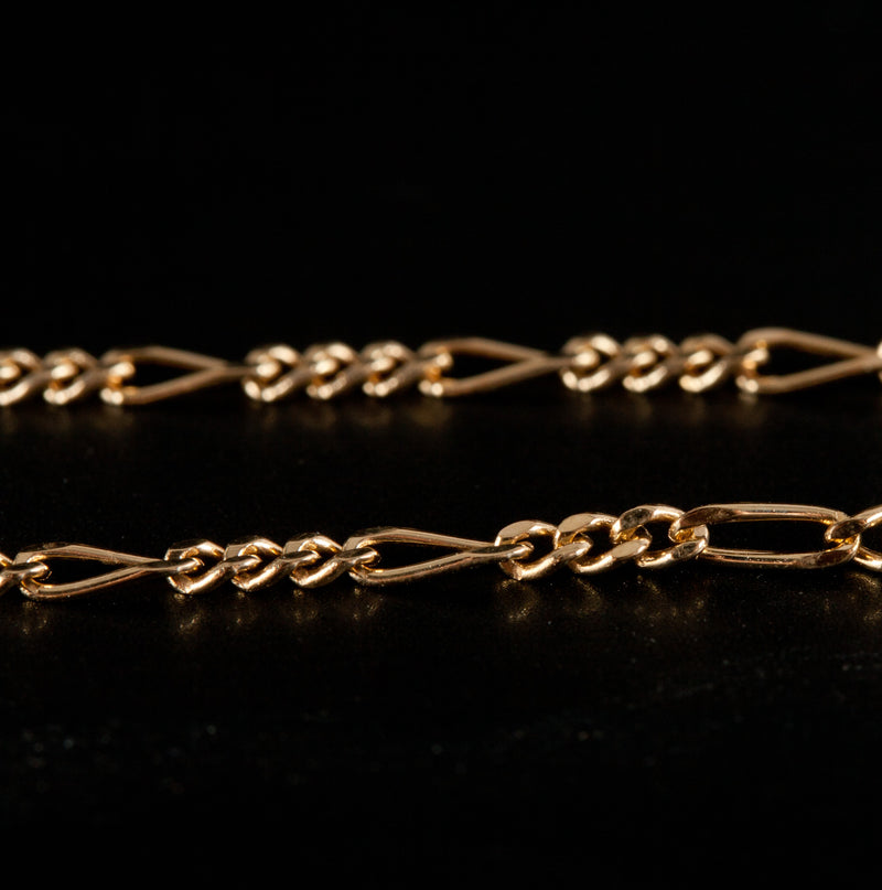18k Yellow Gold Italian Figaro Style Chain Necklace 3.47g 18" Length