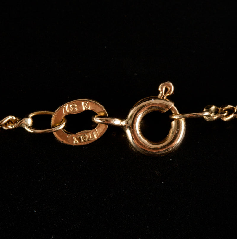 18k Yellow Gold Italian Figaro Style Chain Necklace 3.47g 18" Length