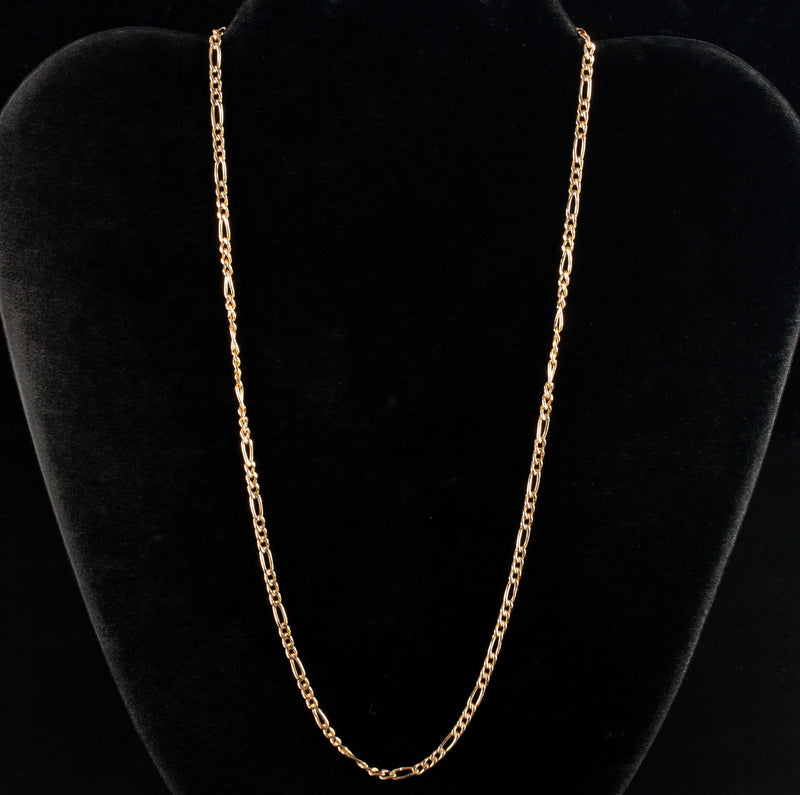 14k Yellow Gold Italian Figaro Style Chain Necklace 4.52g 18" Length