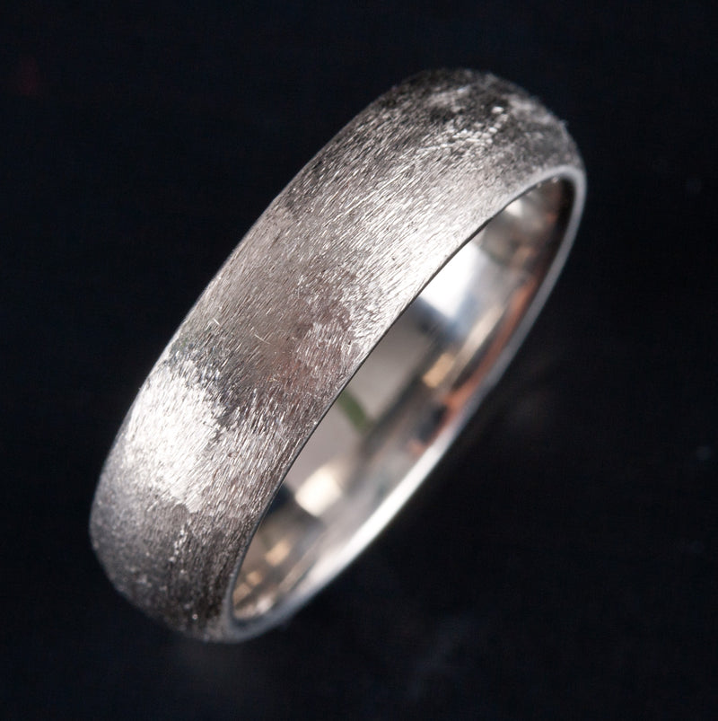 14k White Gold Brushed Style Wedding Anniversary Band /  Ring 7.95g 5.8mm Width