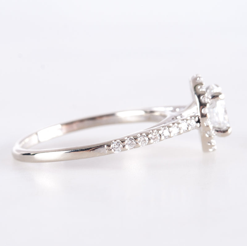 14k White Gold Round Diamond Halo Style Engagement Ring 1.22ctw 2.69g