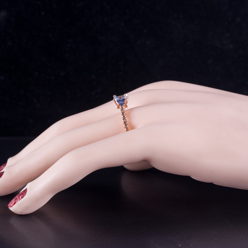 14k Rose Gold Oval Sapphire Solitaire Ring W/ Sapphire Accents 1.14ctw 3.05g