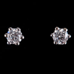 14k White Gold Round H SI2 Diamond Solitaire Stud Earrings .20ctw .79g