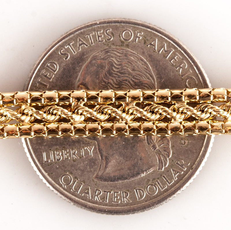 14k Yellow Gold Flat Braided Rope Style Bracelet 5.35g 7" 5.5mm Width