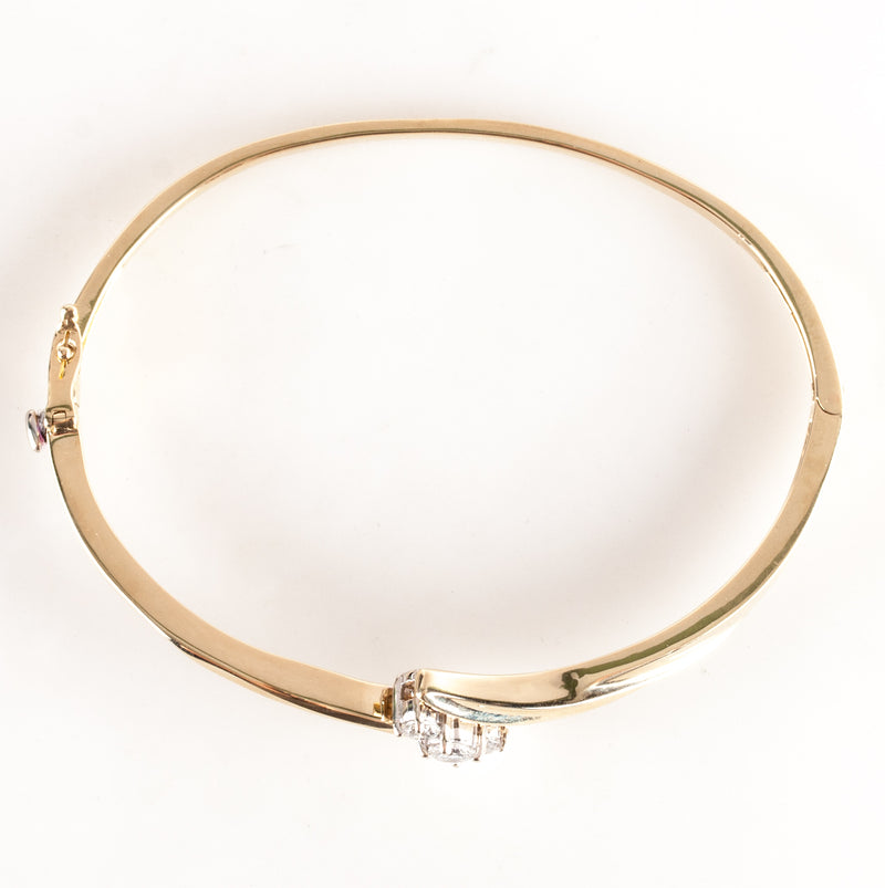 14k Yellow White Gold Round Diamond Hinged Bangle Style Bracelet .44ctw 12.5g