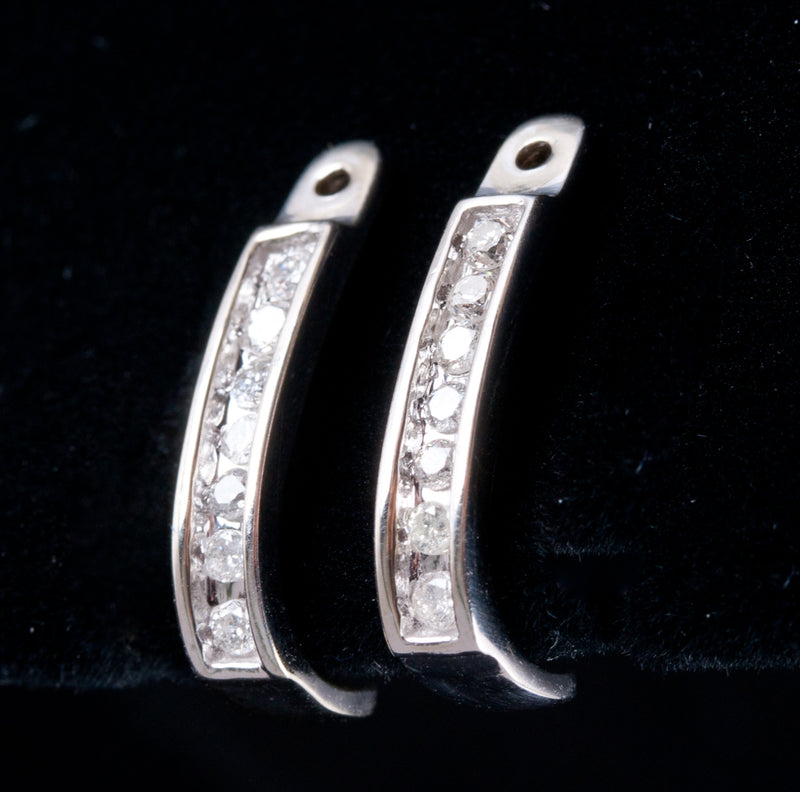 10k White Gold Round H SI2 Diamond Stud Earring Enhancers .42ctw 2.13g