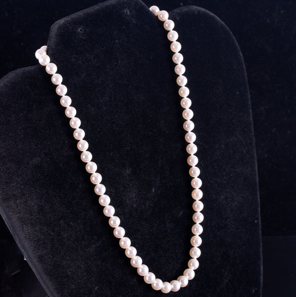 14k Yellow Gold Cultured Freshwater Round Pearl Necklace 15" Length 17.2g
