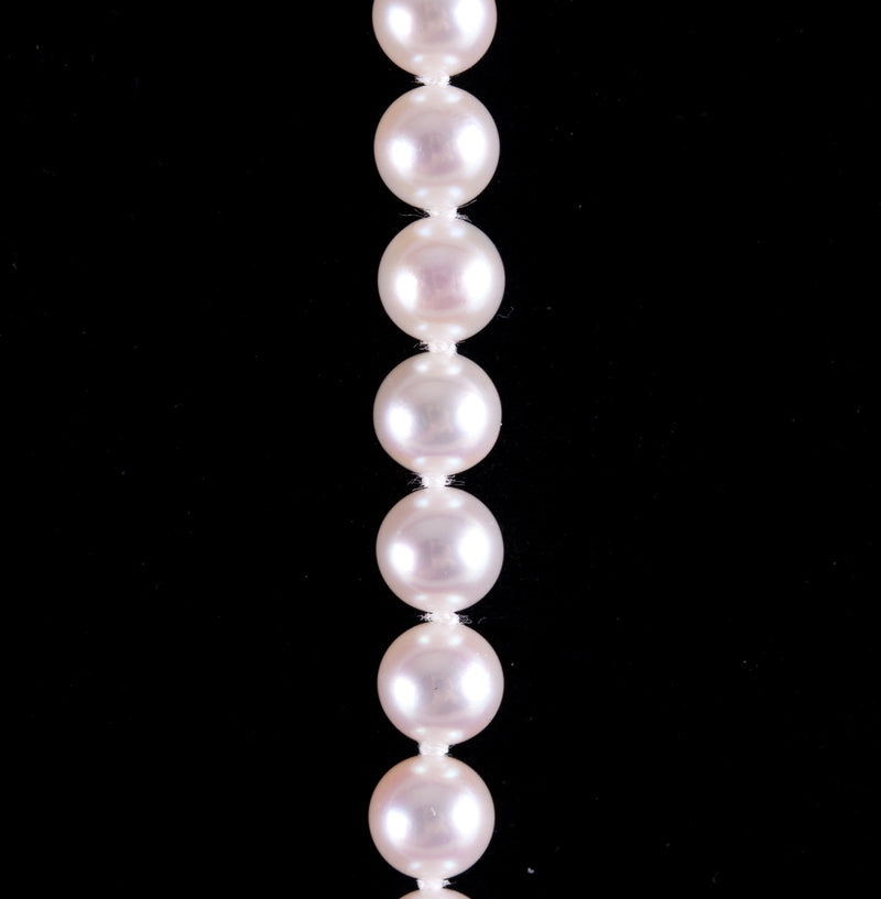 14k Yellow Gold Cultured Freshwater Round Pearl Necklace 15" Length 17.2g