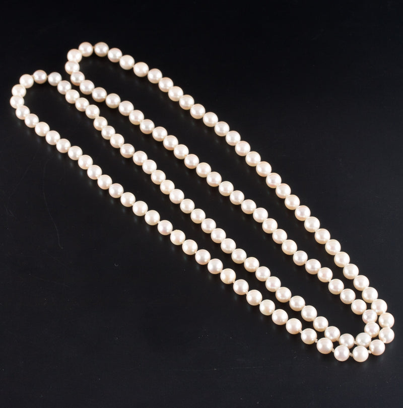 Opera Length Style Cultured Round Pearl Necklace 36" 53.0g 6.65mm Width