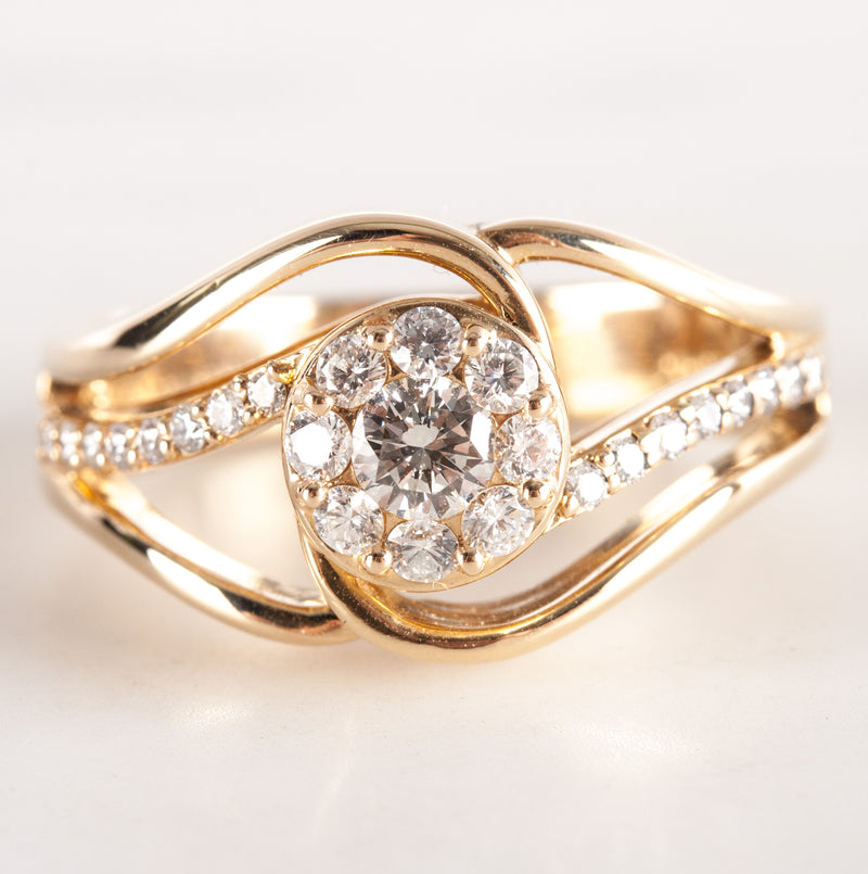 14k Yellow Gold Round H SI2 Diamond Halo Style Engagement Ring .42ctw 7.0g
