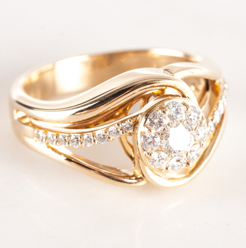 14k Yellow Gold Round H SI2 Diamond Halo Style Engagement Ring .42ctw 7.0g