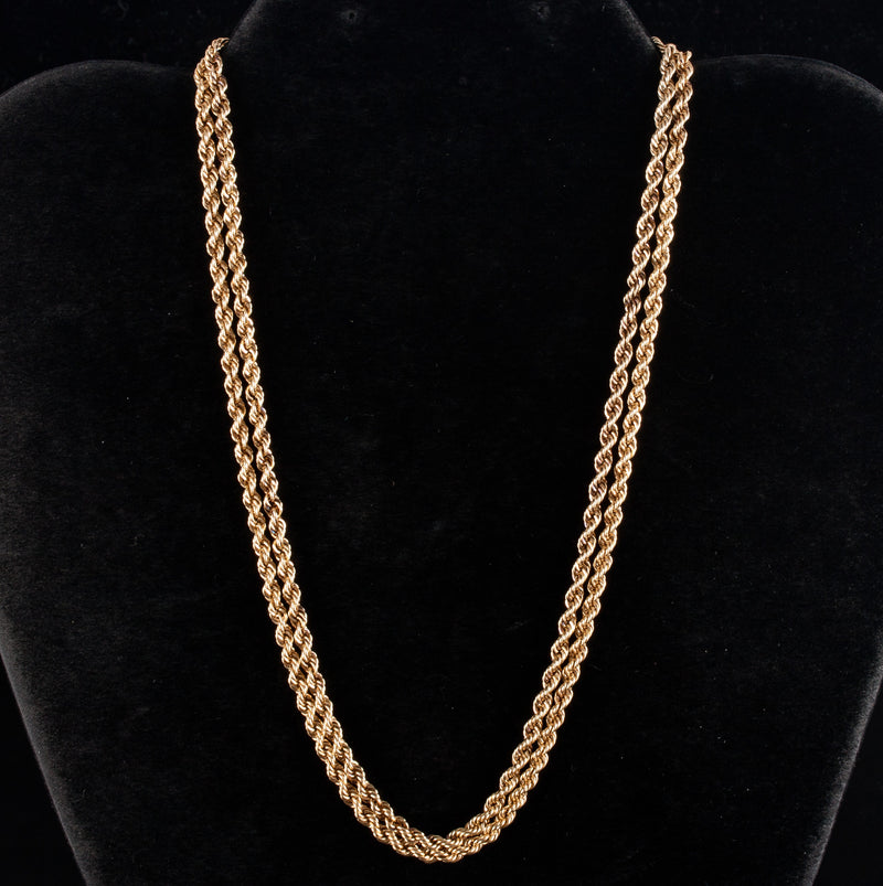 14k Yellow Gold Solid Rope Style Chain Necklace 25.4g 31.5" Length 3.1mm Width