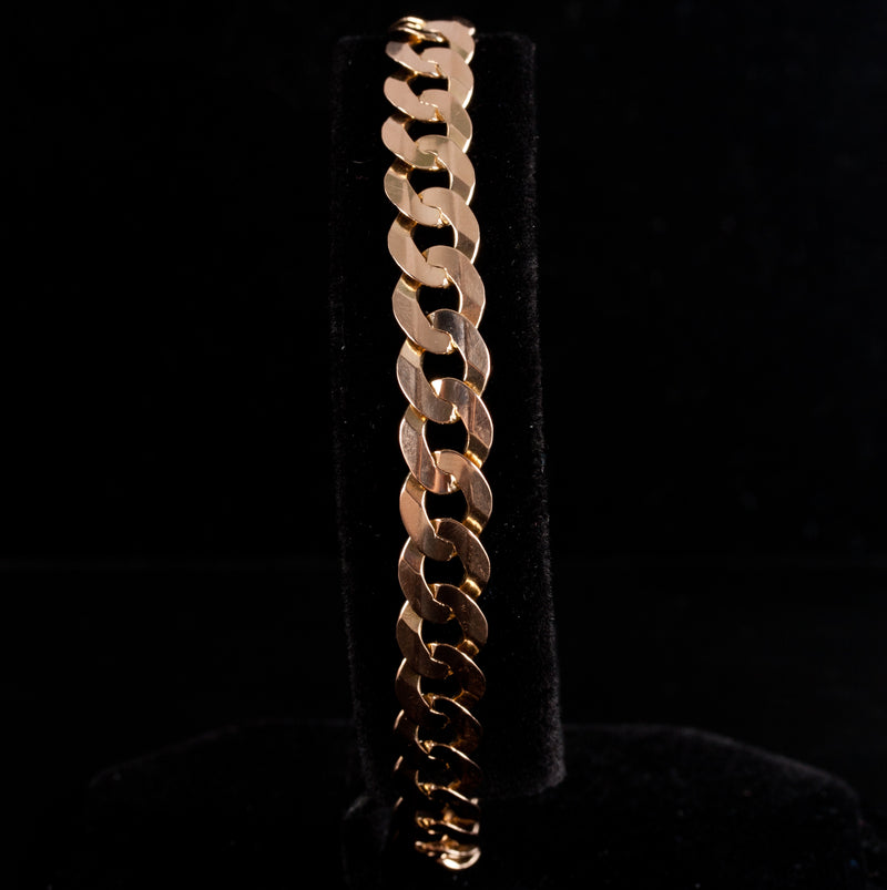 10k Yellow Gold Flat Curb Style Italian Chain Bracelet 11.09g 8.5" Length