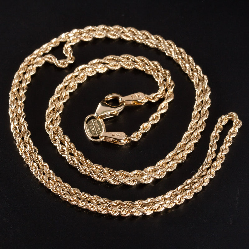 14k Yellow Gold Solid Rope Style Chain Necklace 6.0g 20" Length 1.8mm Width