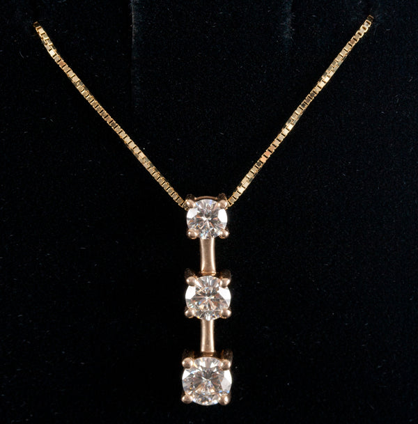 14k Yellow Gold Round Lab-Created Moissanite Necklace W/ 18" Chain 1.02ctw 3.24g