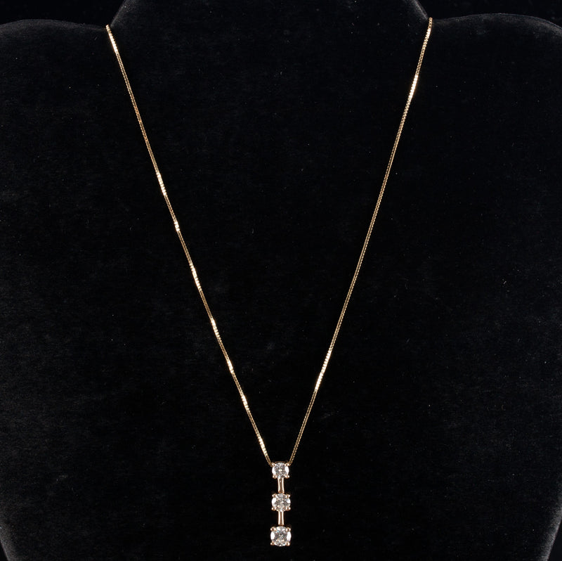 14k Yellow Gold Round Lab-Created Moissanite Necklace W/ 18" Chain 1.02ctw 3.24g
