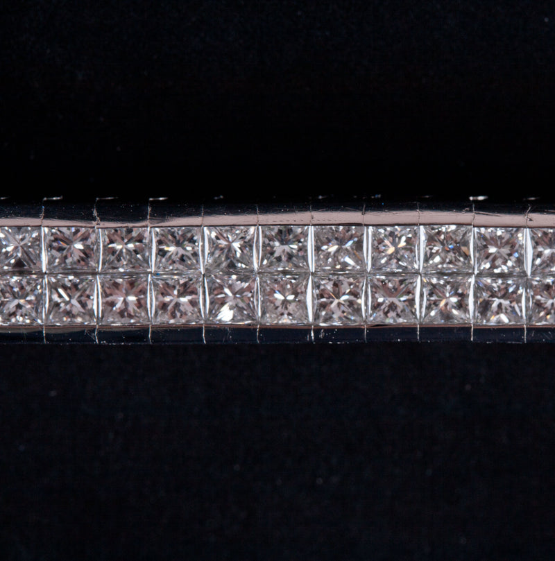 Platinum Princess Diamond Double Row Style Tennis Bracelet 10.92ctw 49.35g 7"