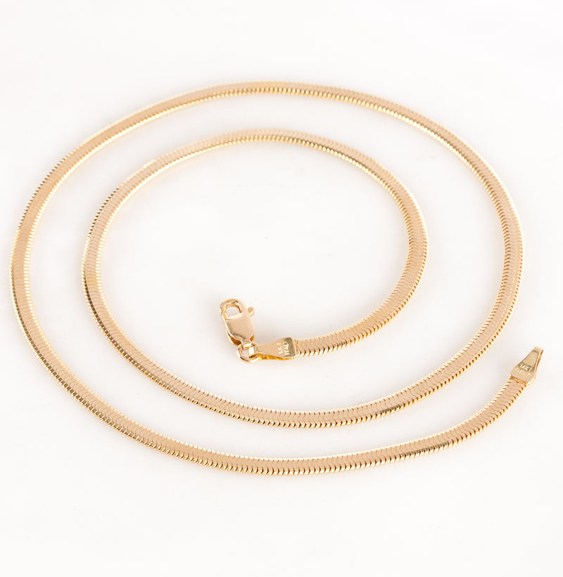 14k Yellow Gold Herringbone Style Chain Necklace W/ Lobster Clasp 18" 11.1g