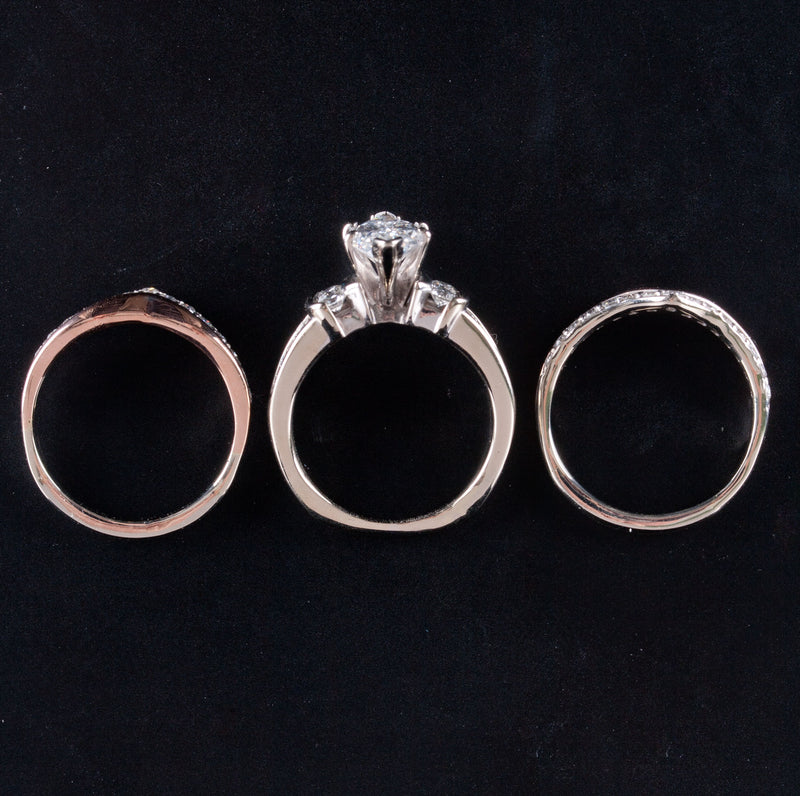 14k White Rose Gold Marquise E SI2 Diamond Engagement Wedding Ring Set 2.20ctw