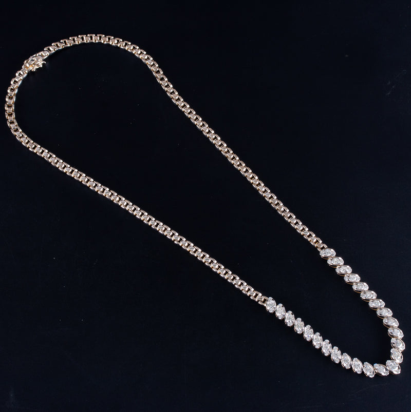 18k White Gold Round H SI1 Diamond Necklace 17" Length 2.80ctw 26.55g