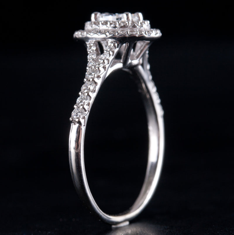 14k White Gold Oval G VS2 Diamond Halo Style Engagement Ring .63ctw 3.23g