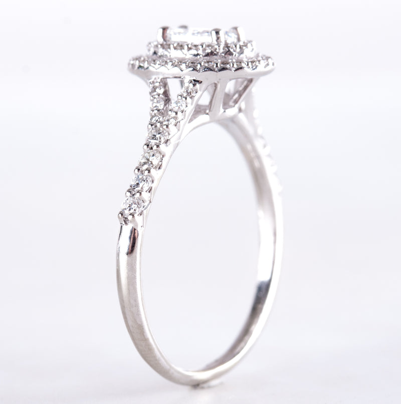 14k White Gold Oval G VS2 Diamond Halo Style Engagement Ring .63ctw 3.23g