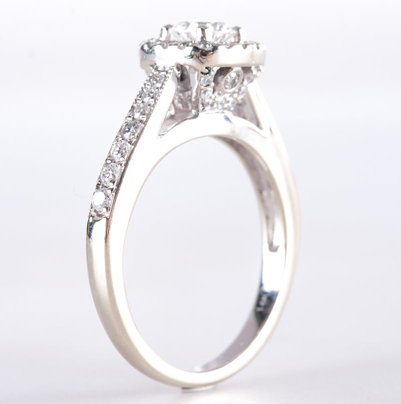 14k White Gold Round I I1 Diamond Halo Style Engagement Ring .695ctw 4.55g